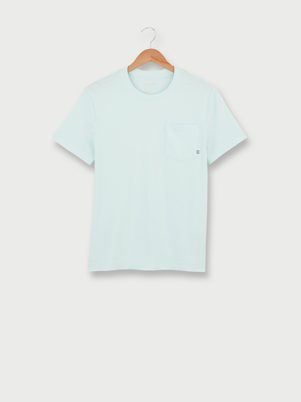 ESPRIT Tee-shirt Uni En Coton Bio, Poche Poitrine Bleu vert Photo principale