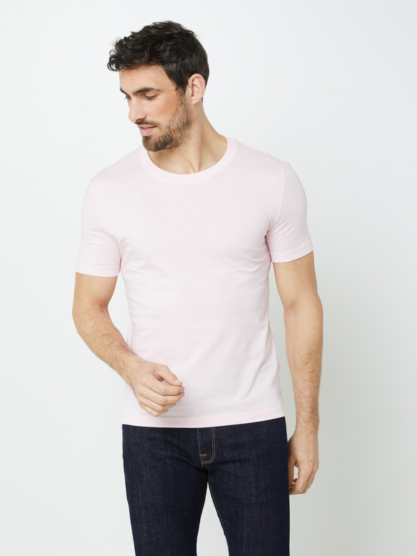 ESPRIT Tee-shirt Manches Courtes Coupe Slim Uni 100% Coton Bio Rose