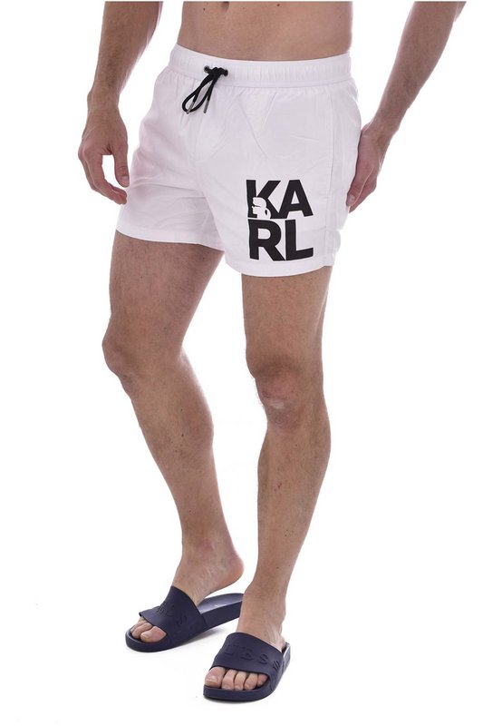KARL LAGERFELD Short De Bain  Logo Basique  -  Karl Lagerfeld - Homme WHITE