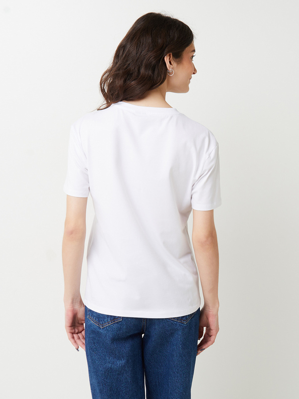 PIECES Tee-shirt En Coton Stretch Motif Plac Cœur Blanc Photo principale