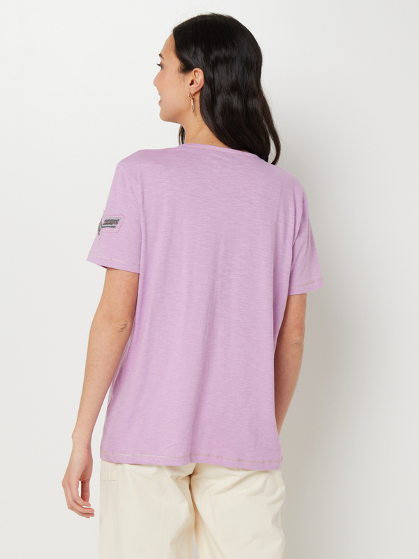 KAPORAL Tee-shirt Manches Courtes 100% Coton Flamm Logo Brod Lilas Photo principale