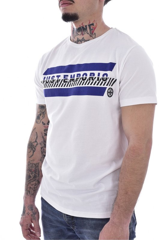 JUST EMPORIO Tshirt Coton Stretch Print Logo  -  Just Emporio - Homme WHITE
