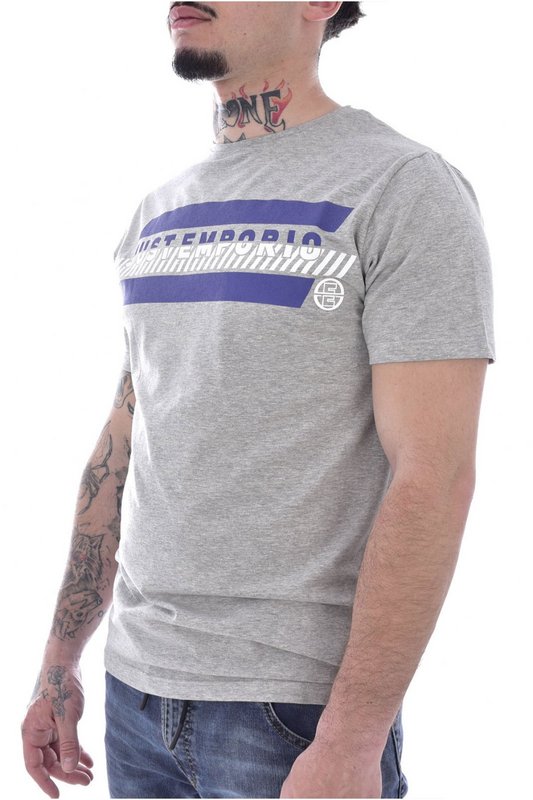 JUST EMPORIO Tshirt Coton Stretch Print Logo  -  Just Emporio - Homme GREY MEL Photo principale