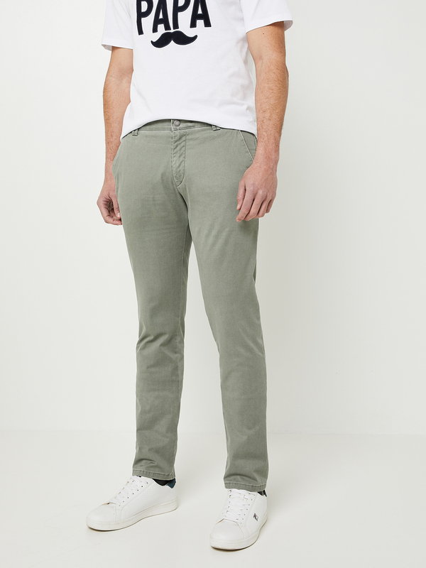 MEYER Pantalon Style Chino, Perfect Fit En Coton Biologique Vert kaki Photo principale
