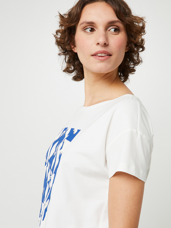 COMMA Tee-shirt Loose Avec Coton Et Modal Motif Plac Ecru Photo principale