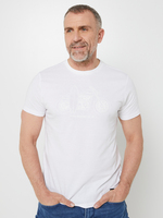 PETROL INDUSTRIES Tee-shirt Ras-de-cou Motif Moto En Relief Ton Sur Ton Blanc